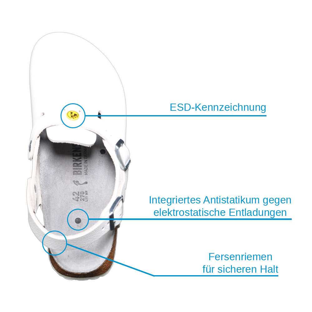 Birkenstock Tokio ESD, TÜV-certified, white, normal with, various sizes