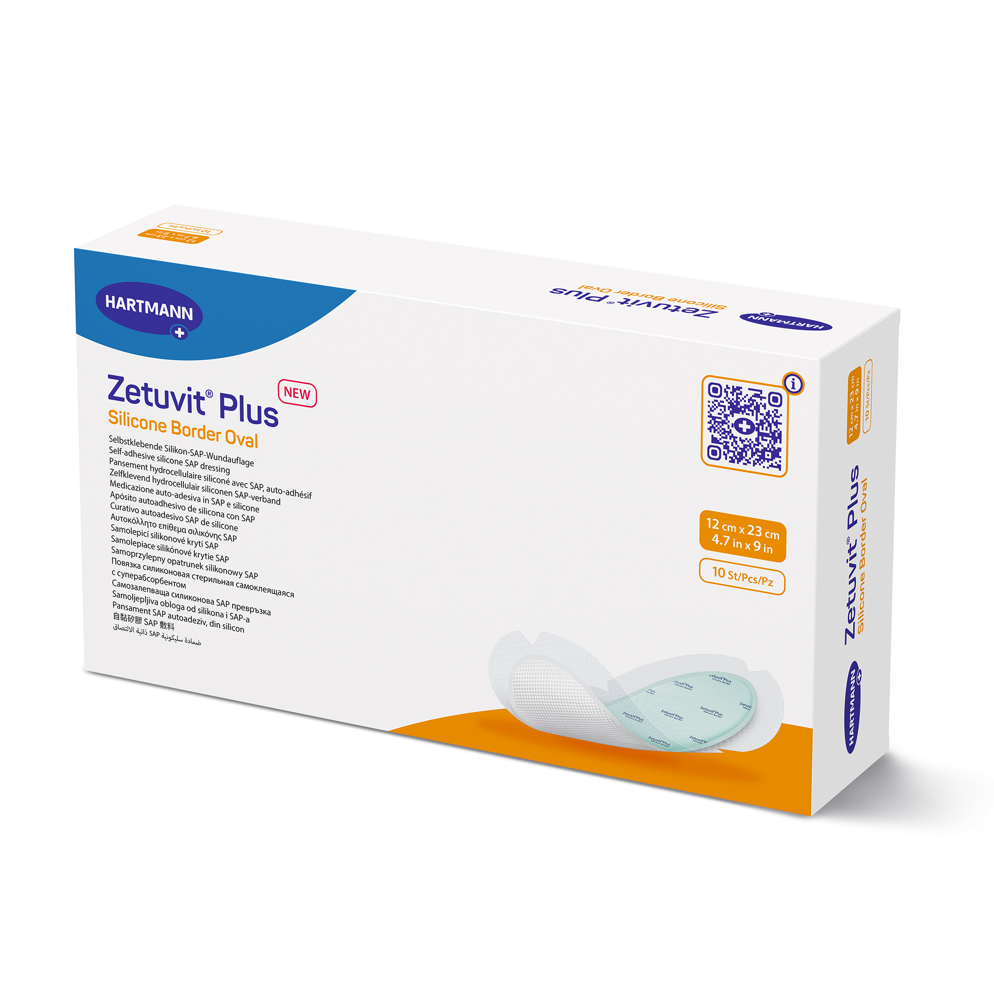 Hartmann Zetuvit® Plus Silicone Border 12 x 23 cm Oval, sterile, individually