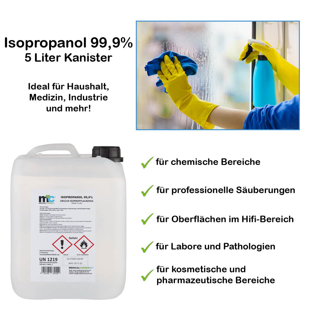 Isopropanol 99,9% isopropyl alcohol 4 x 5 litre canister