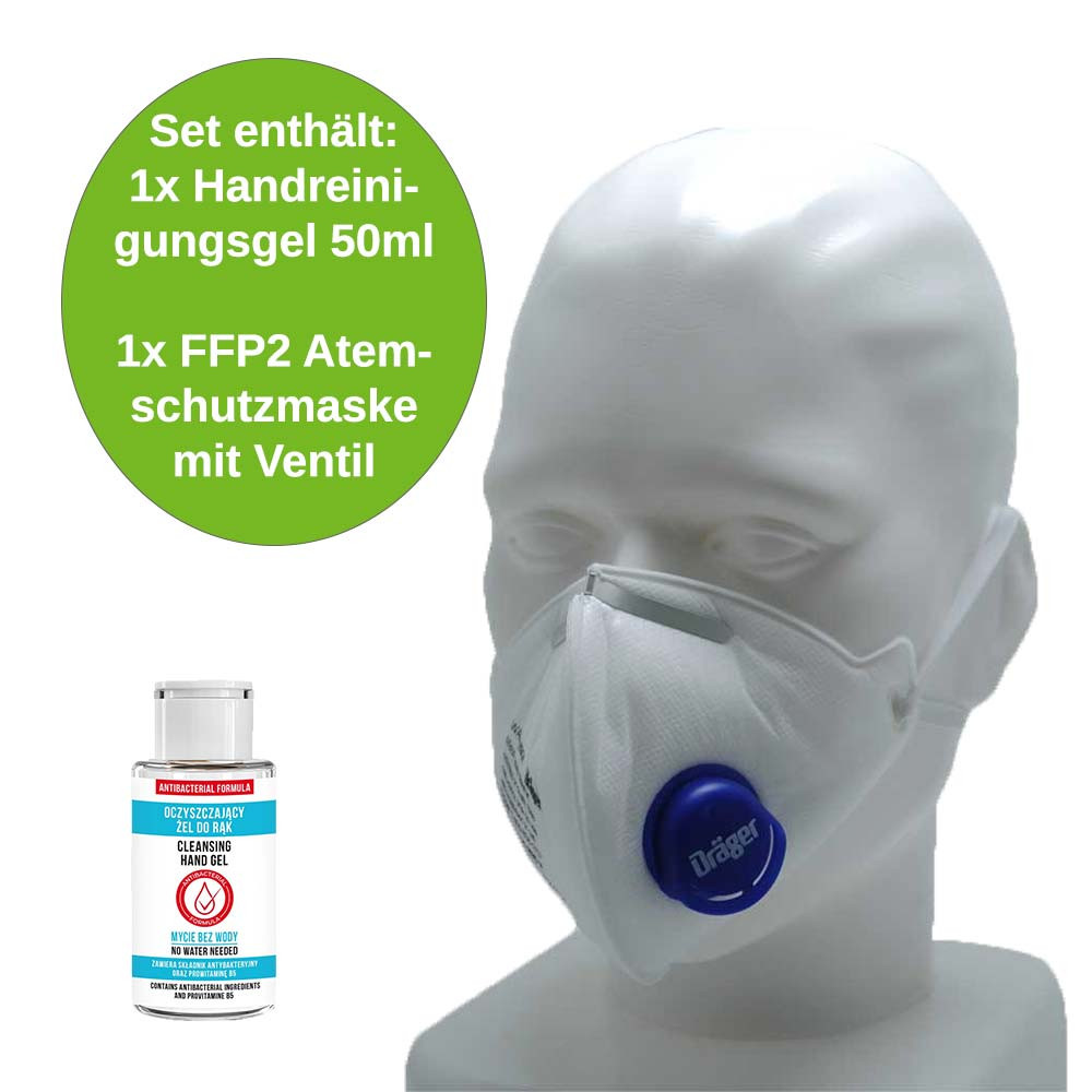 MC24 Set, Dräger FFP2/N95 respirator mask w. valve + hand cleaning gel