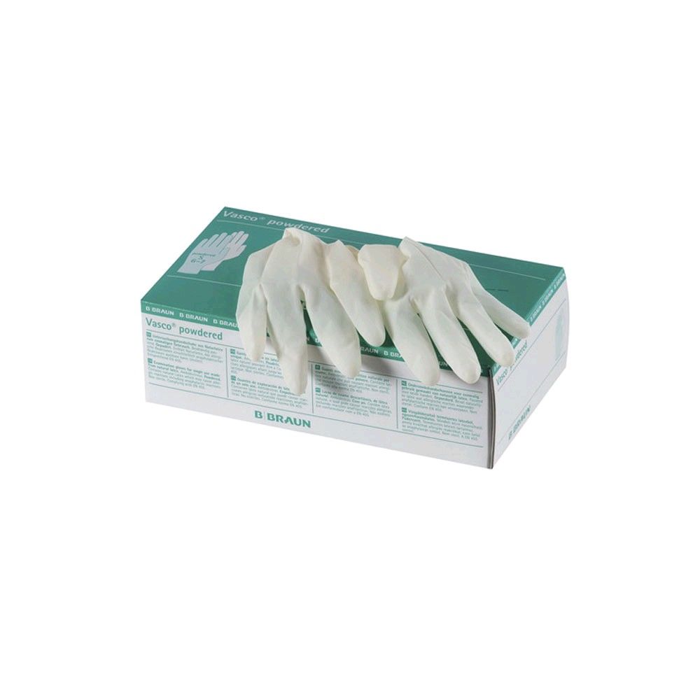 Vasco Powdered Natural Latex Gloves, B. Braun, 100 items, size L