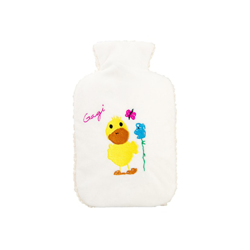 Hugo Frosch eco hot water bottle 0.8 L, fleece cover, Gagi white