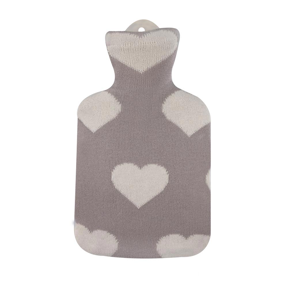 Hot water bottle "Heart for little", with knitted cotton cover