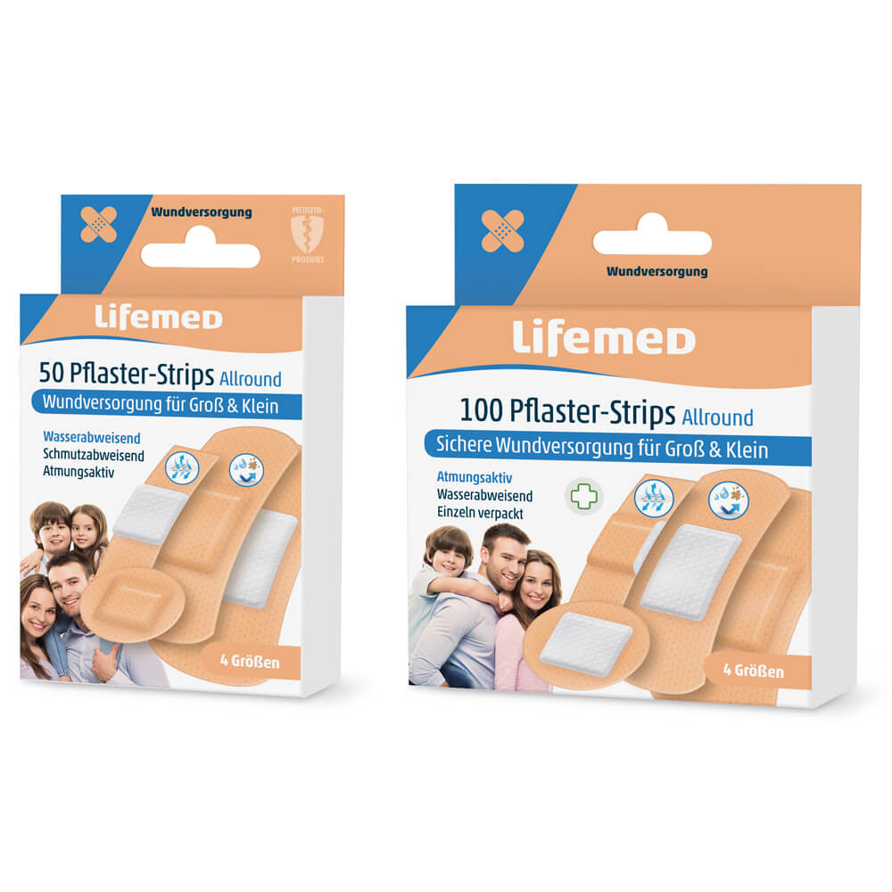 Plaster strips Allround, skin colored, from Lifemed®, 4 sizes