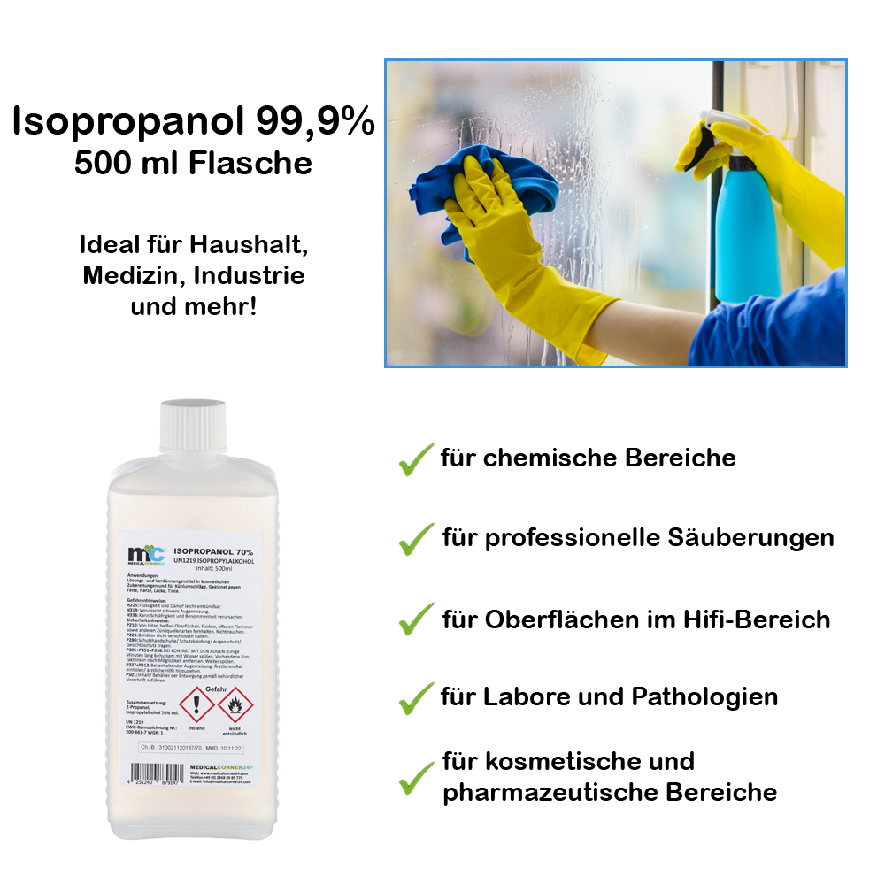 Isopropanol 99,9% isopropyl alcohol 500 ml bottle