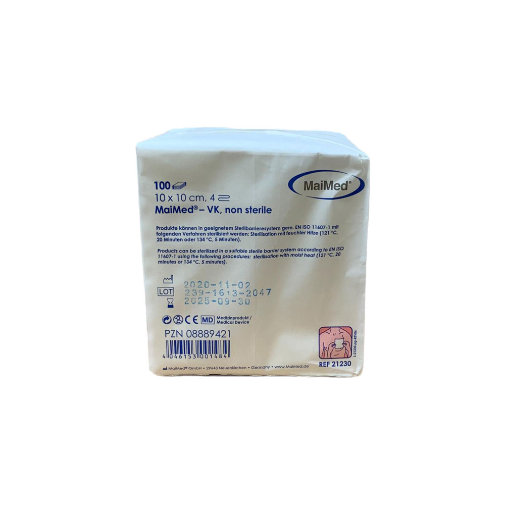 MaiMed VK Fourfold Nonwoven Compress, 100 items, 5 x 5 cm