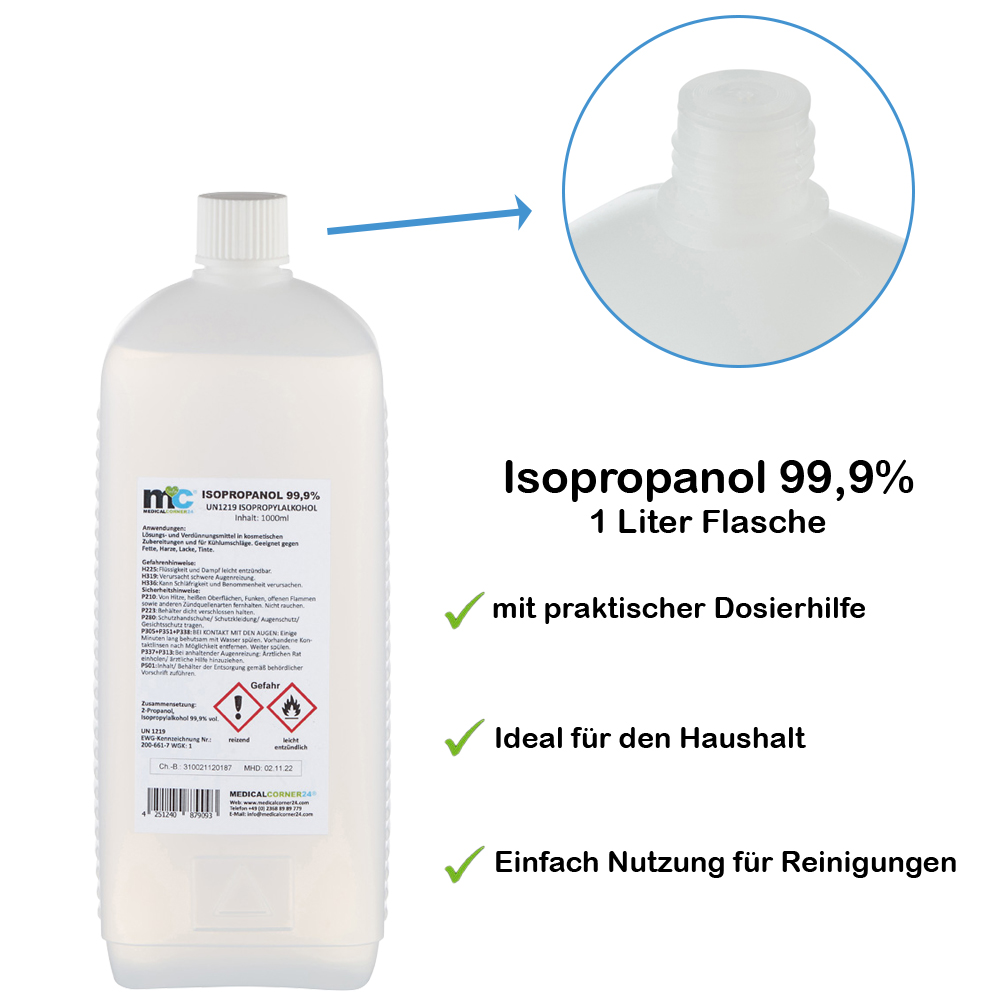 Isopropanol 99.9% Isopropyl Alcohol 1000 ml