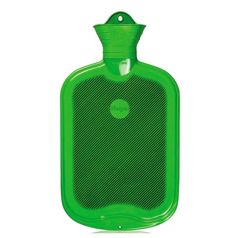 Sänger rubber hot water bottle, side fins, 2 liters, apple green