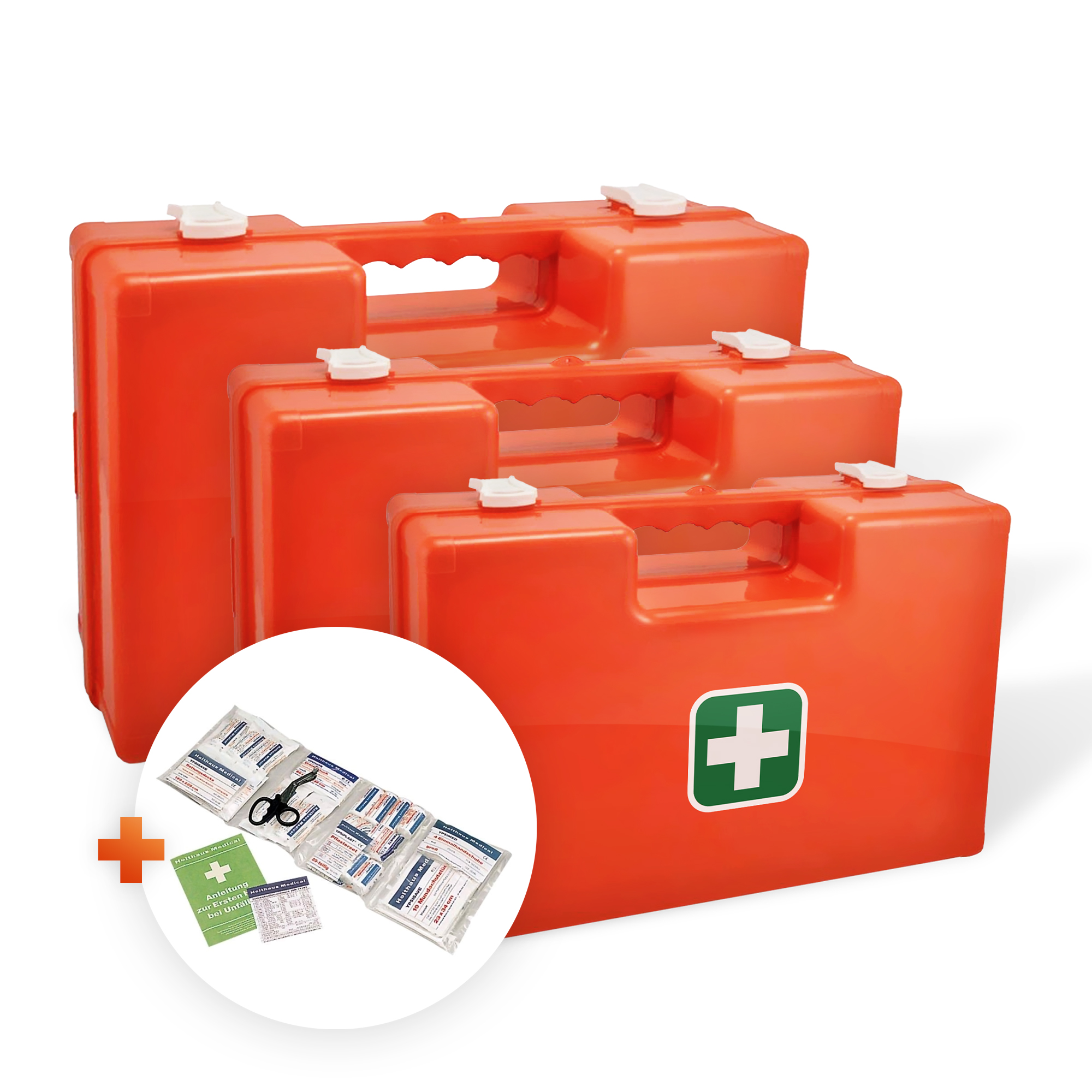 First Aid Kit, filled according to DIN norms, different sizes