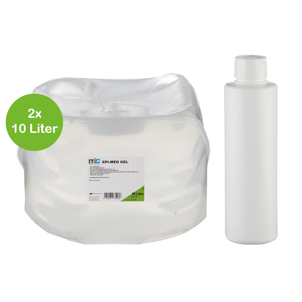 IPL Gel Epi-Med, 2 x 10 litre cubitainer and empty bottle