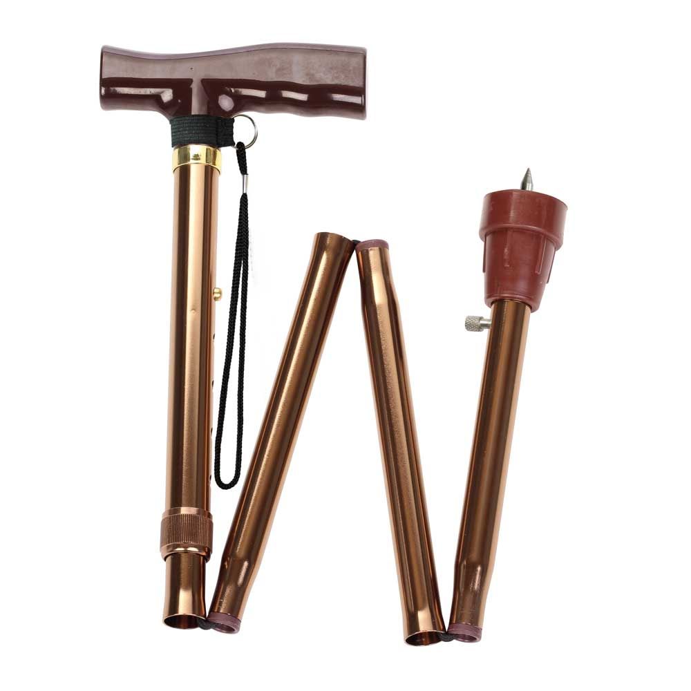 Behrend foldable cane, spike, 5x adjustable 83-94cm, bronze