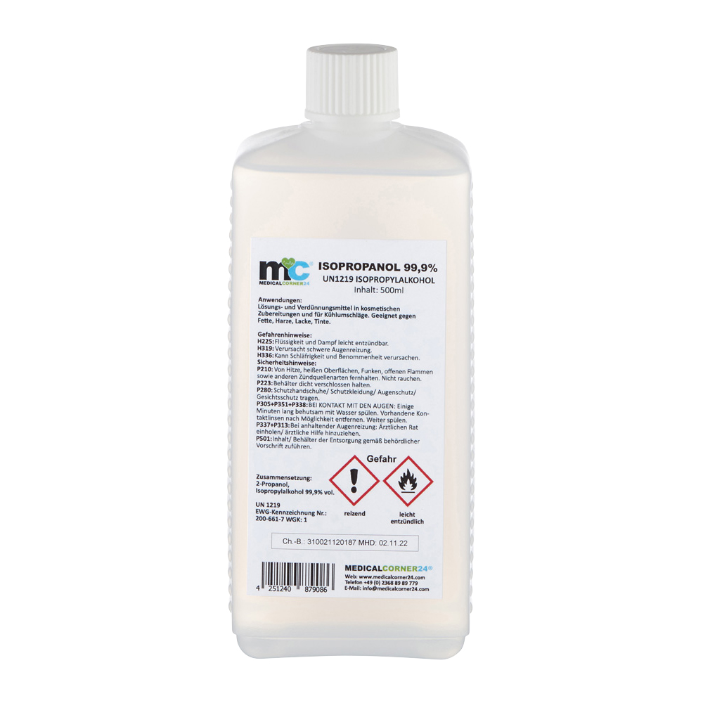 Isopropanol 99,9% isopropyl alcohol 500 ml bottle