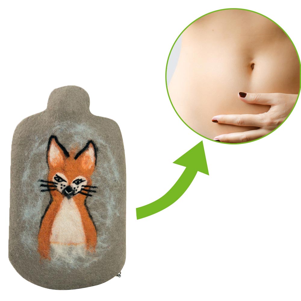 Hugo Frosch eco hot water bottle 0.8 L, felt cover, fox