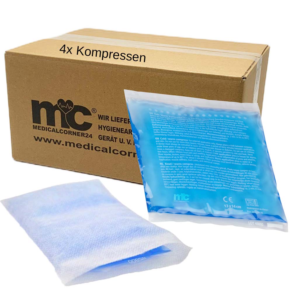 4x Hot and Cold Compresses 13x14 cm including 4 Nonwoven Fabric Cases