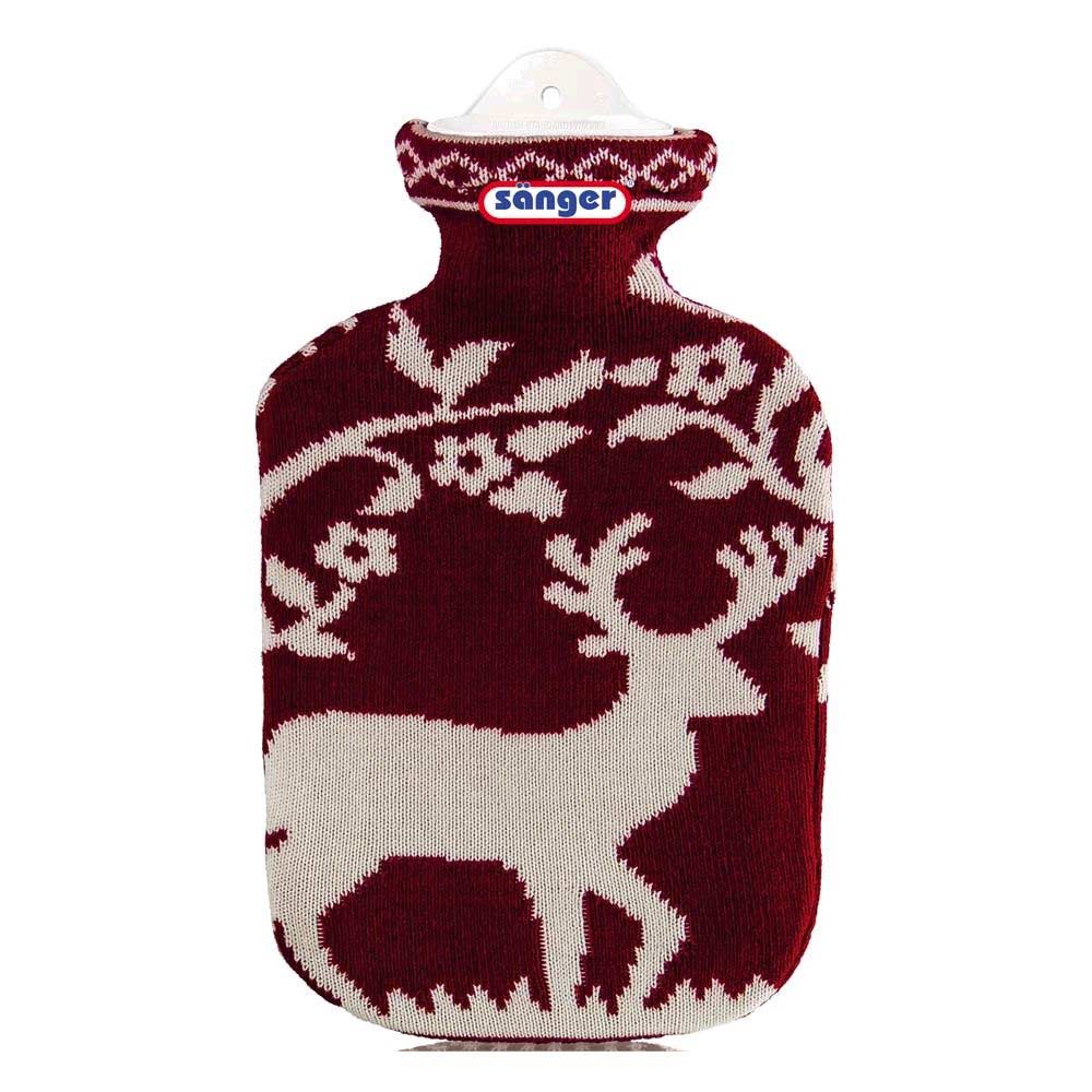 Singer 2 L rubber hot water bottle incl. Knit cover, with deer