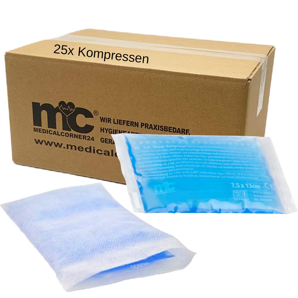 25x Hot and Cold Compresses 8 x 13 cm including 25 Nonwoven Fabric Cases