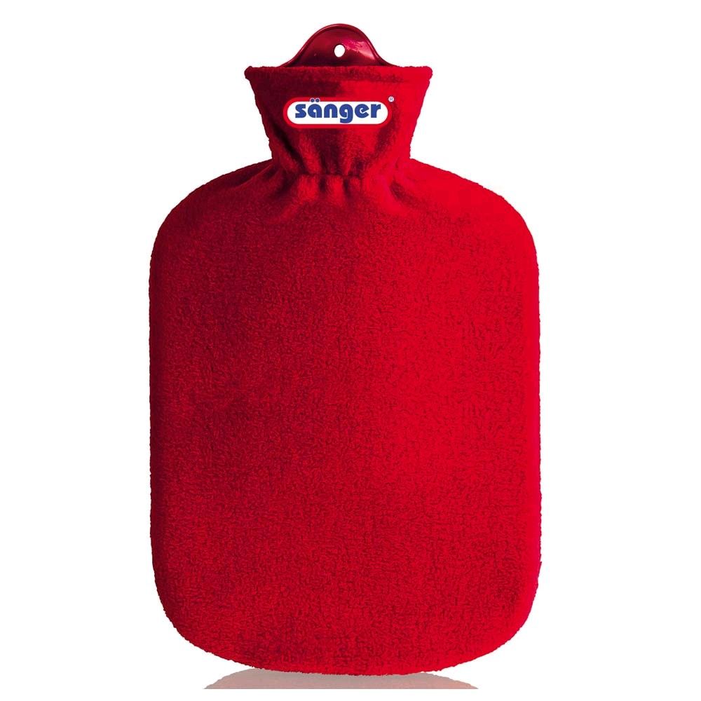 2 L Hottie with fleece cover by Sänger, fluffy, red