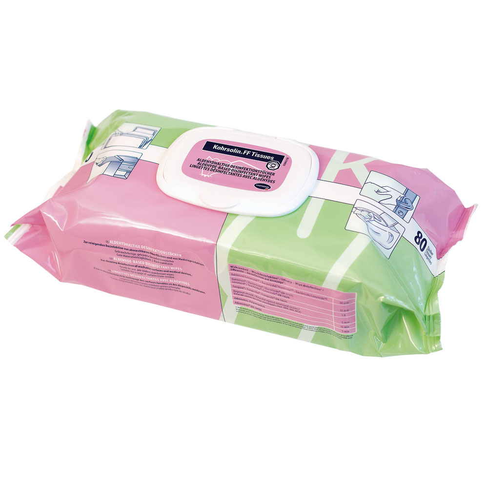Kohrsolin FF Tissues, Flow Pack with 80 wipes