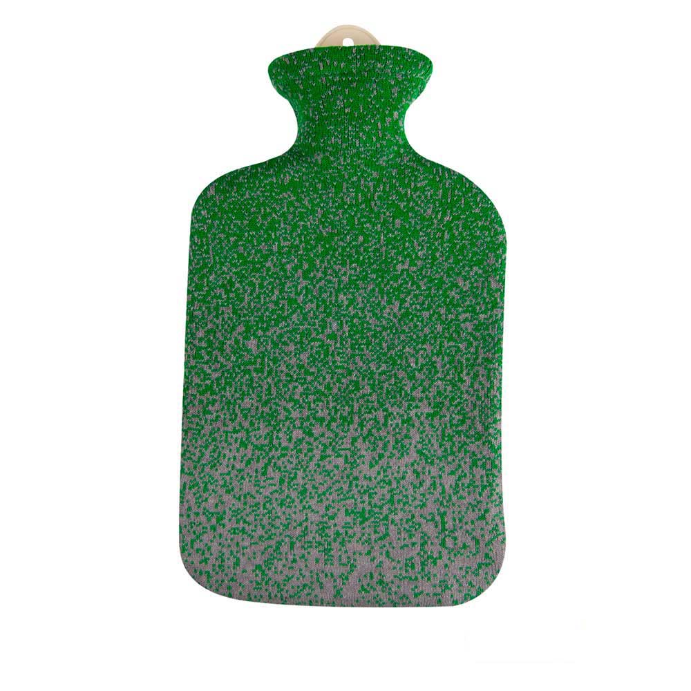 Hot water bottle "Pixel Green", with knitted cotton cover