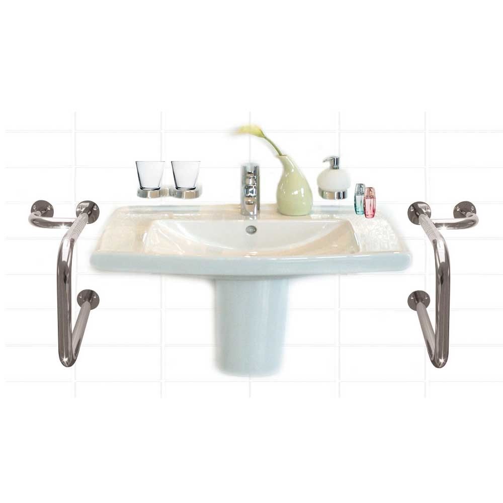 Behrend support handle, washbasin, stainlesssteel, 30x50cm, left/right