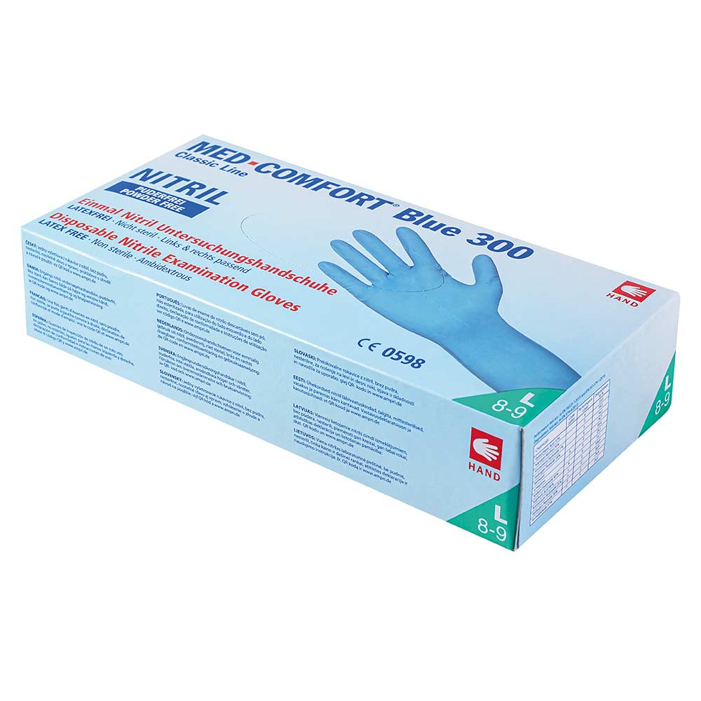Ampri nitrile disposable gloves Med-Comfort Blue 300, powder-free, size M, 100 pieces