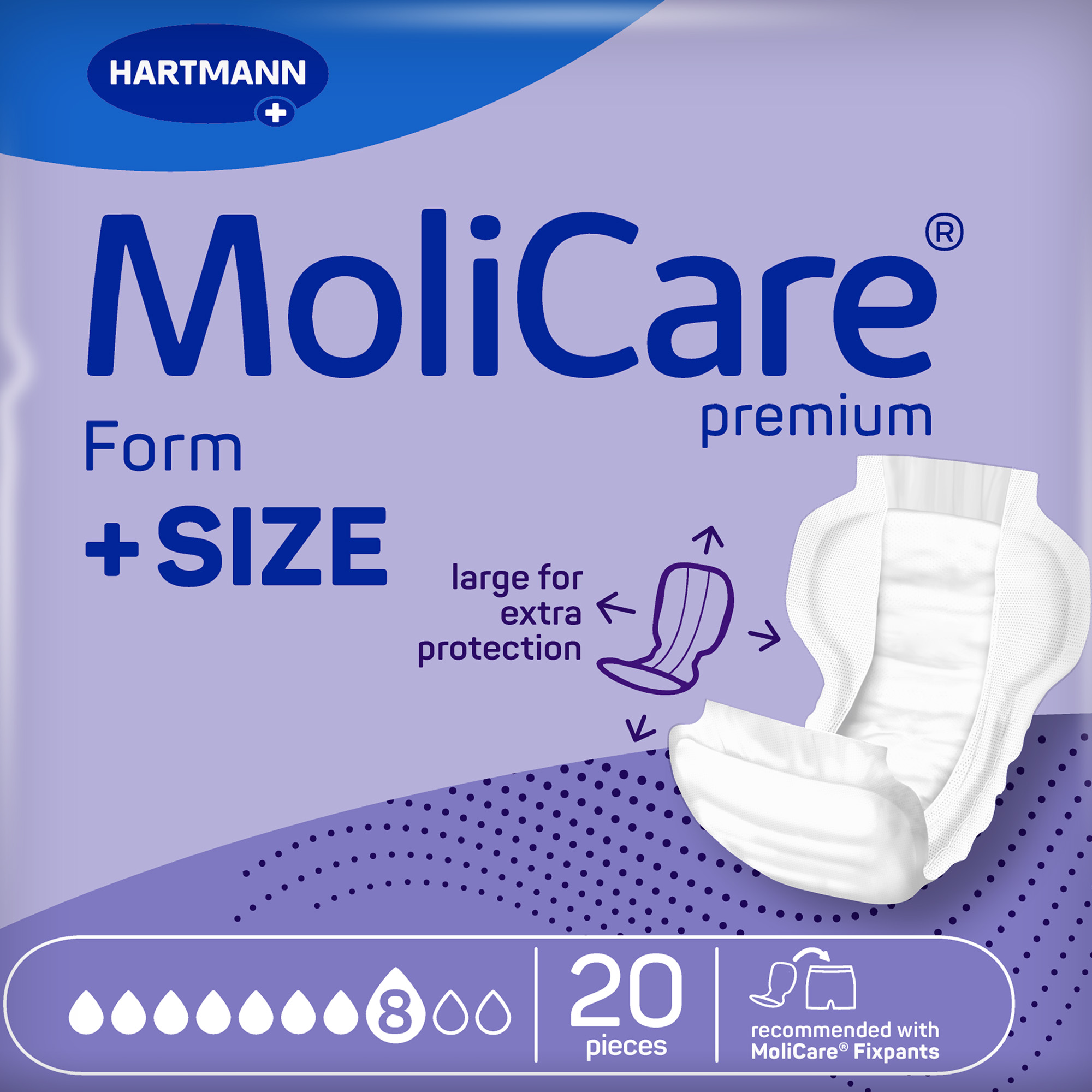 Hartmann MoliCare® Premium Form, +SIZE, 8 drops, violet