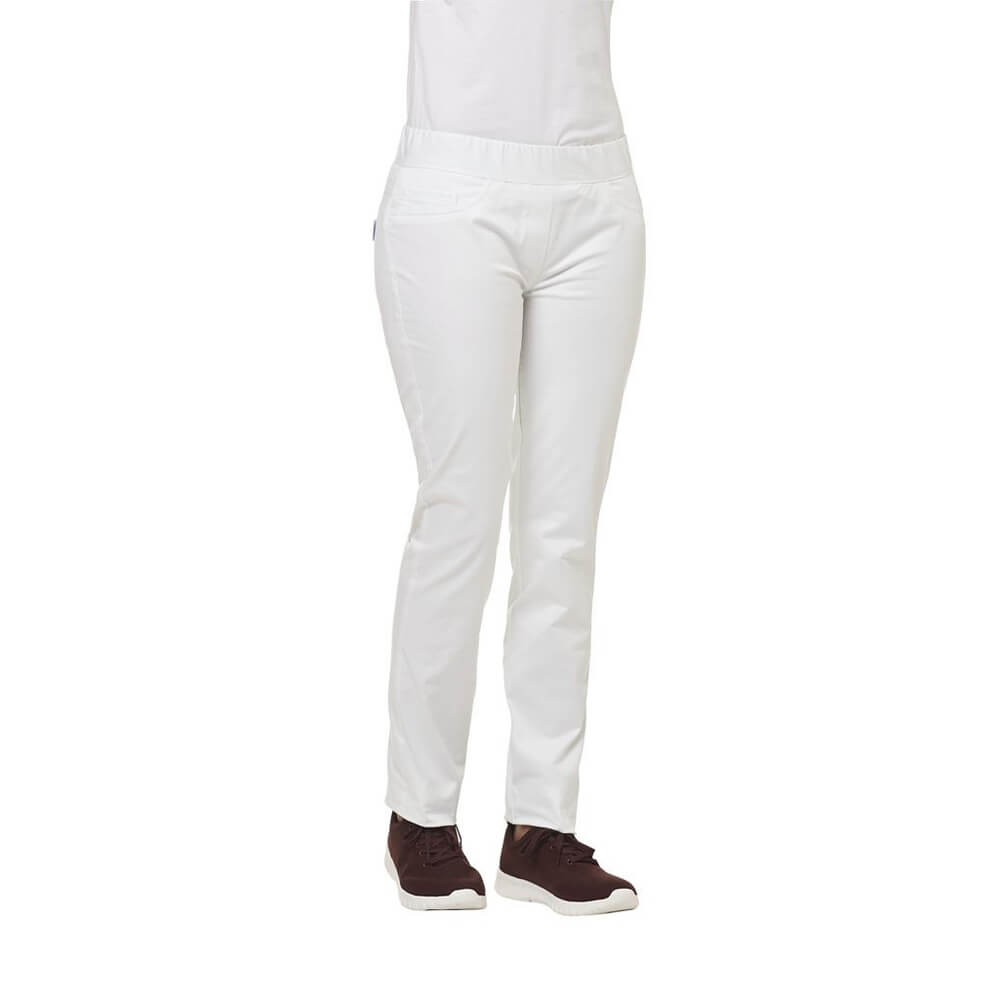 Leiber trousers for ladies with all-round elastic, 2 back pockets, white, size 34-50