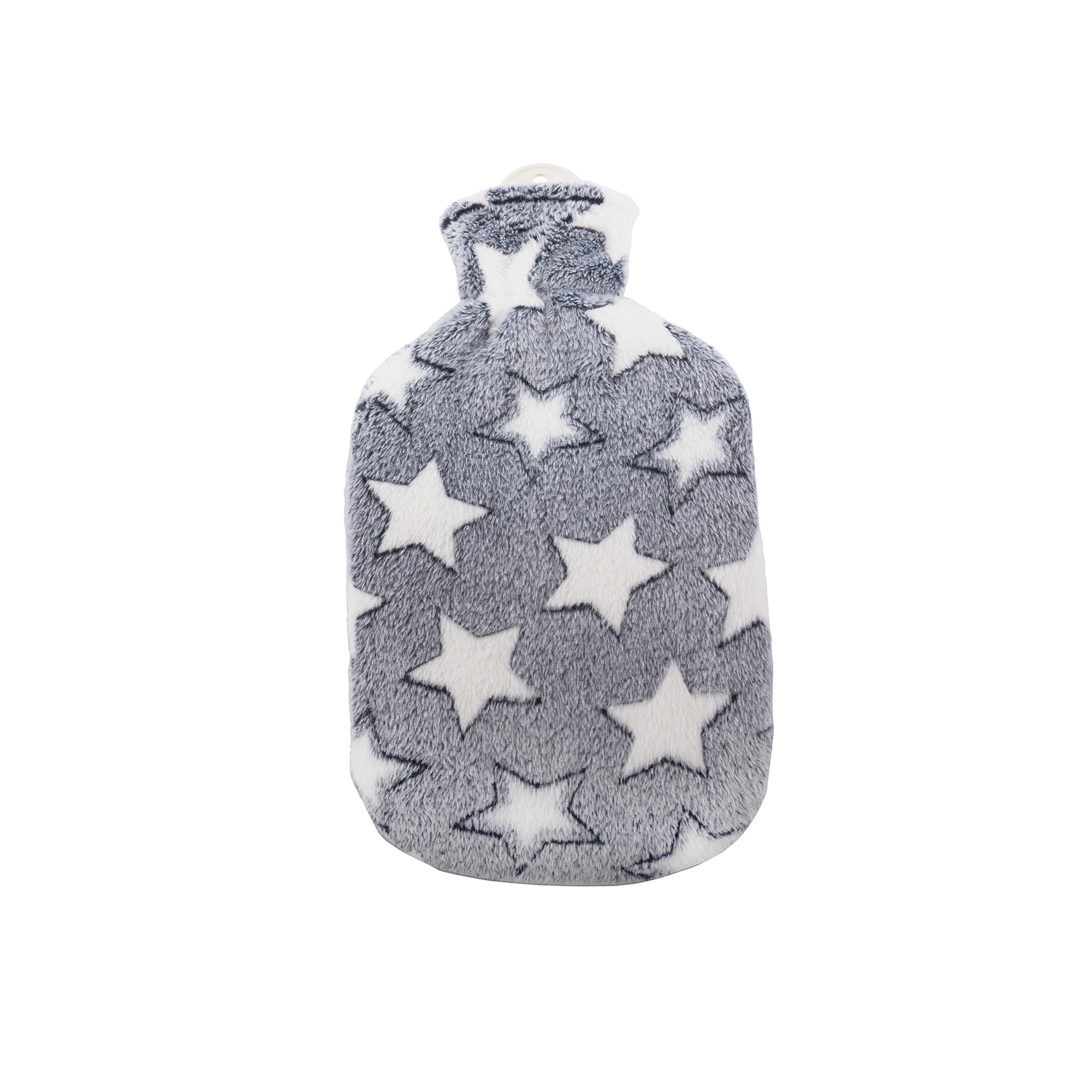 Sänger 2.0 Liter Hot Water Bottle with Plush Cover, white/blue mottled with stars "Stella"