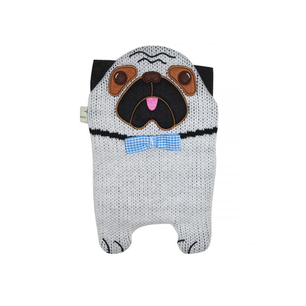 Hugo Frosch Eco Hot Water Bottle 0.8 L, Knitted Cover Pug