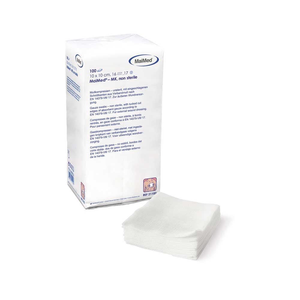 MaiMed MK gauze compress, non sterile, 16-fold 5x5cm 100pcs