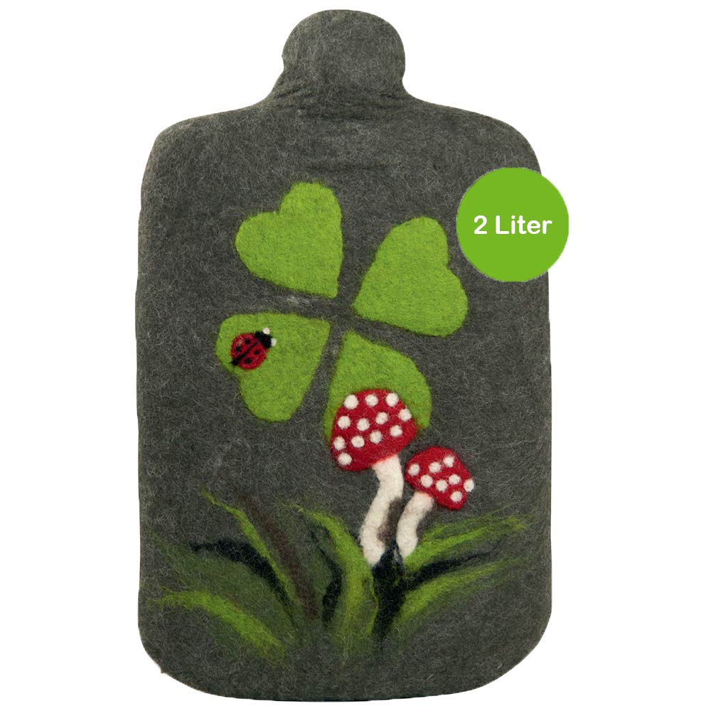 Hugo Frosch eco hot water bottle 2.0 L, felt cover, clover