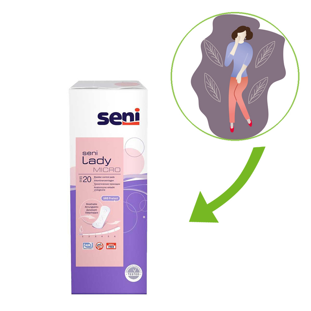 Seni Lady Incontinence Pads, Breathable, Discreet, Micro, 1x20pcs