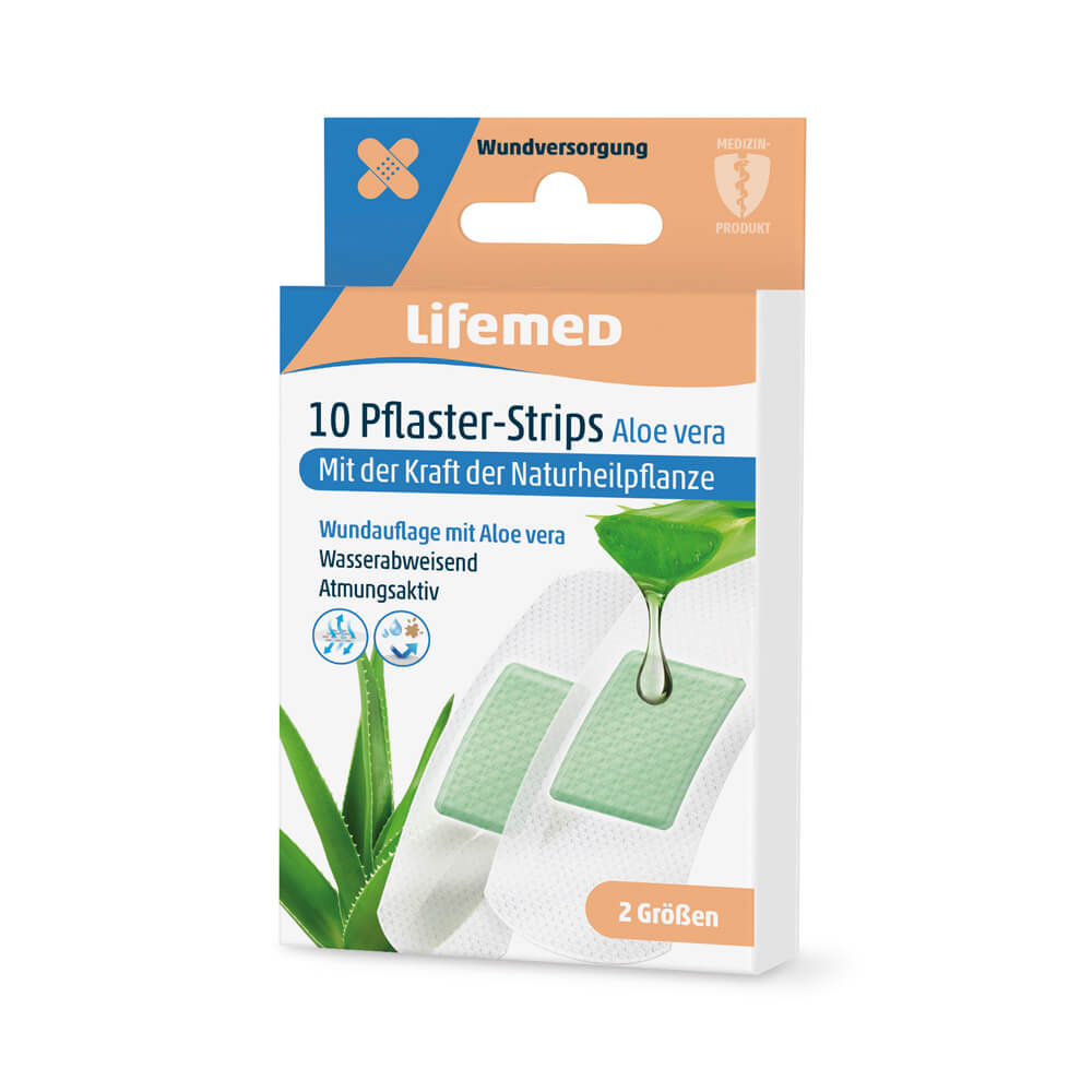 Plaster strips Aloe vera, white, from Lifemed®, 2 sizes, 10 pieces