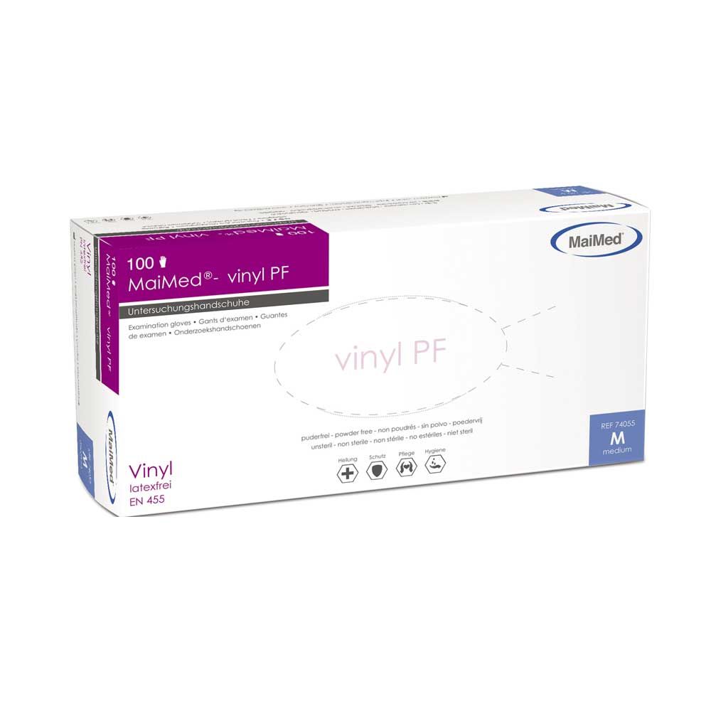 MaiMed Vinyl PF Gloves, powder-free, disposable, 100 items