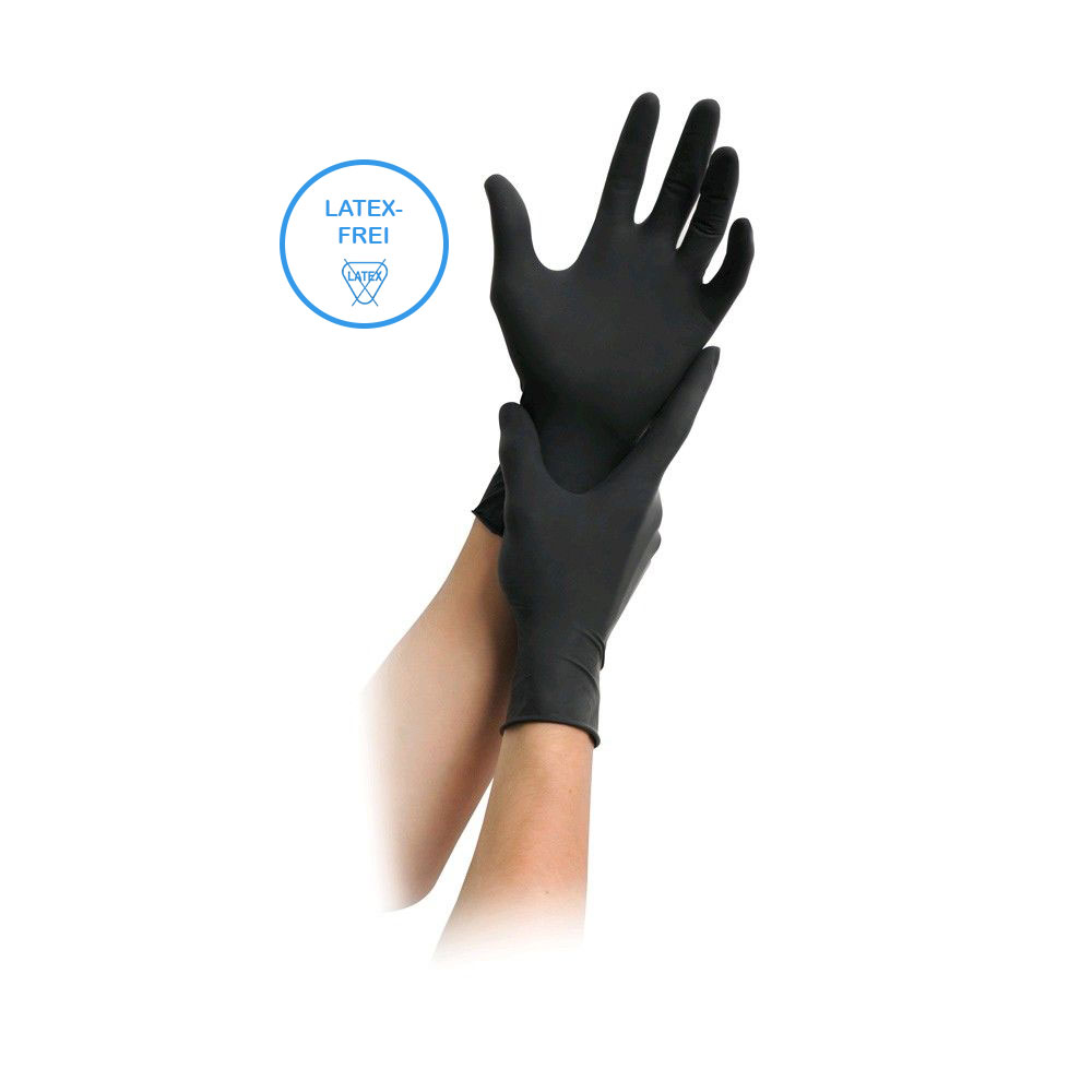 MaiMed nitrile Black Disposable gloves powder-free black, 100 items XL