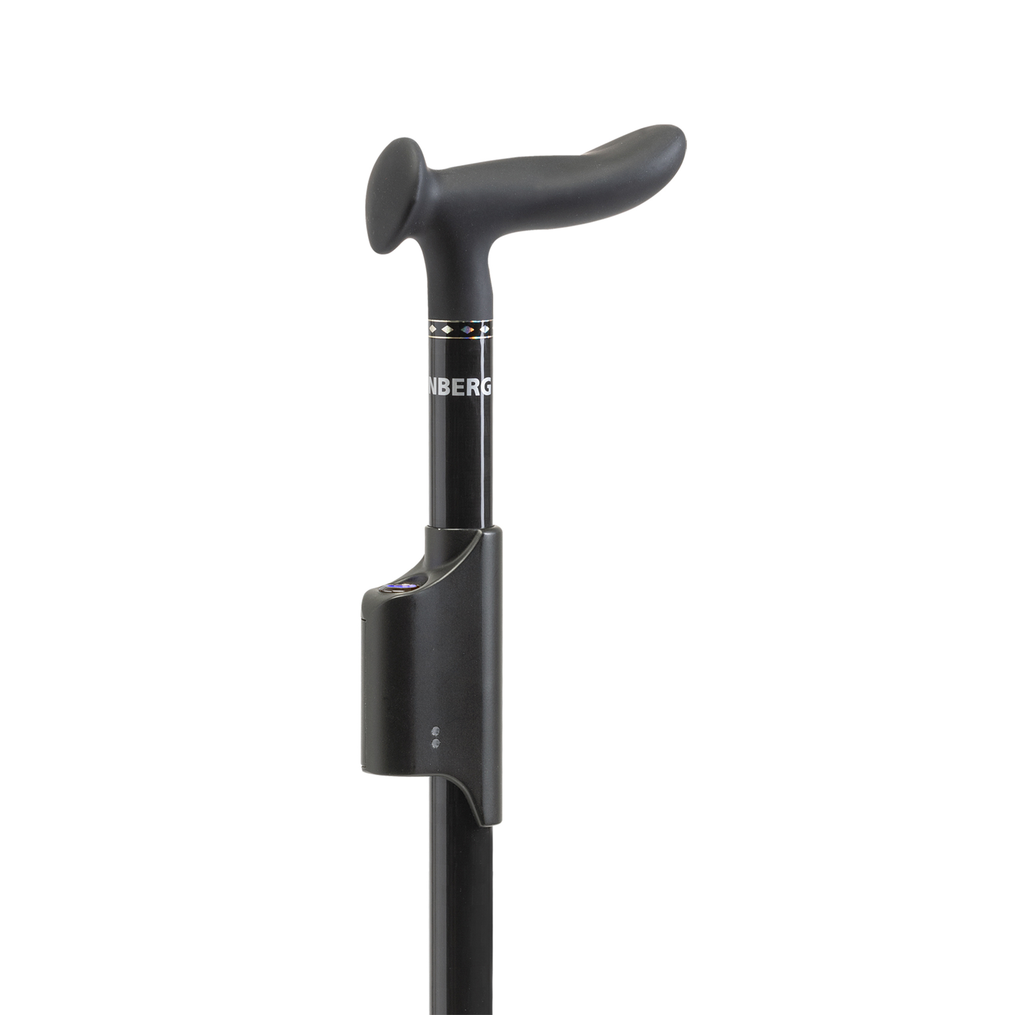 Parkinson's Cane 120 kg, Laser Light, PUSH BUTTON, Cosy Grip, anthracite, tone in tone by Ossenberg