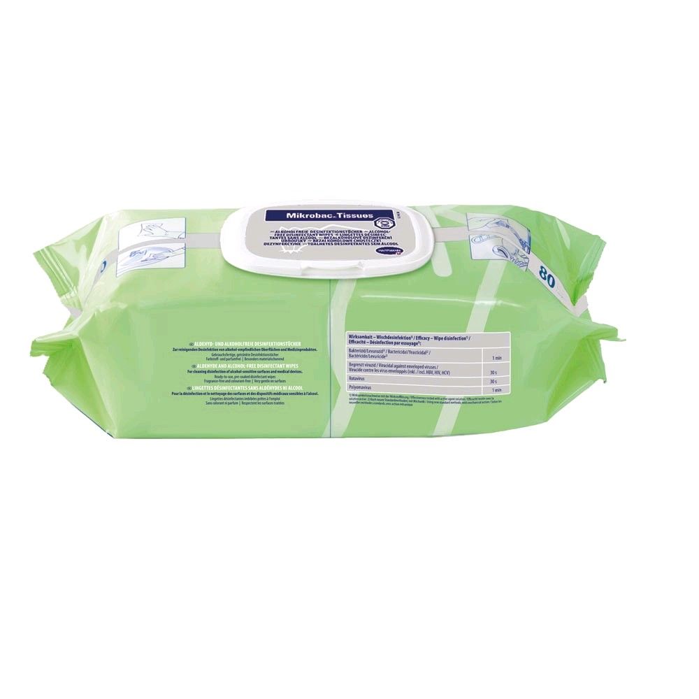 Mikrobac Tissues, Flow Pack with 80 wipes