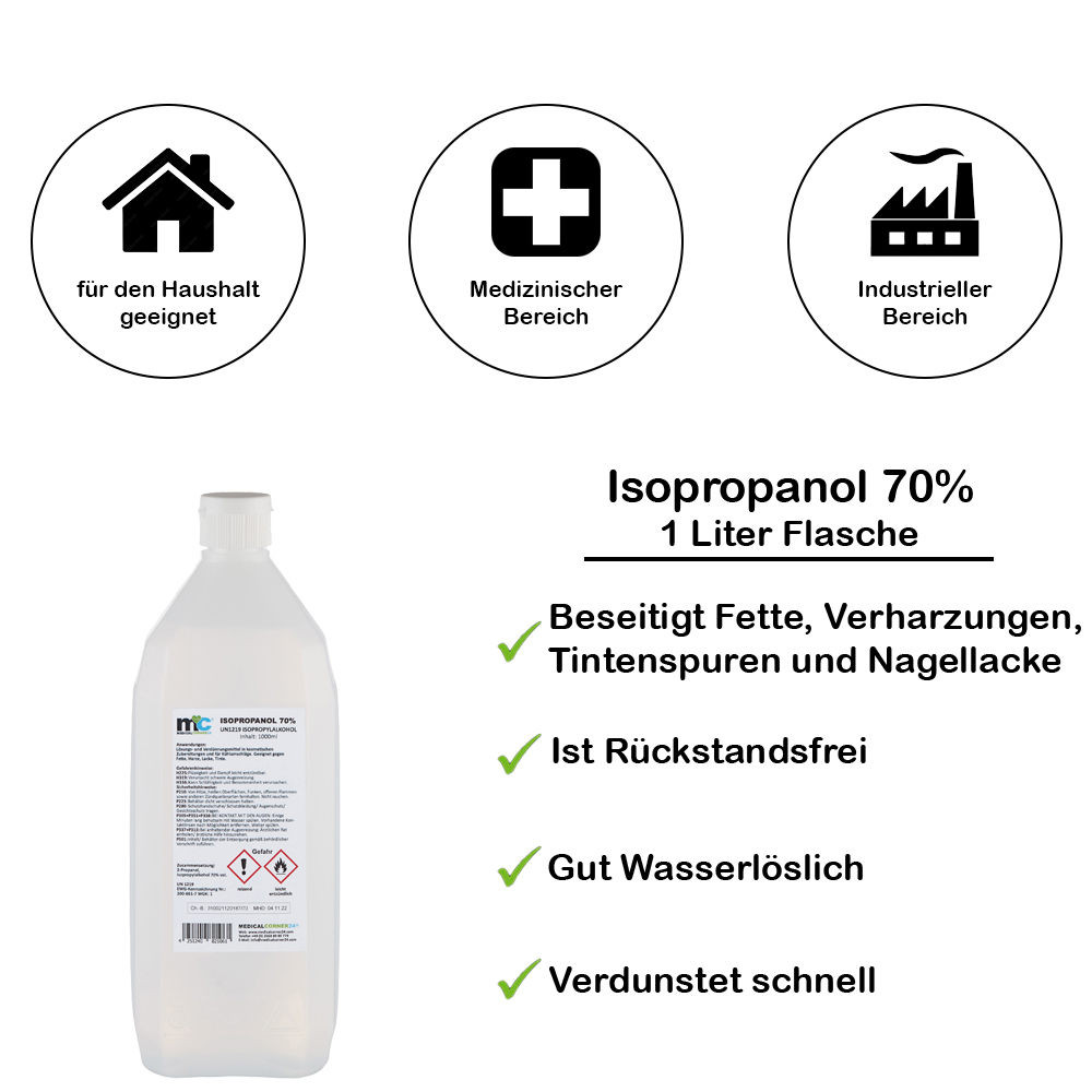 Medicalcorner24 70% isopropanol, isopropyl alcohol, spray bottle 1 l