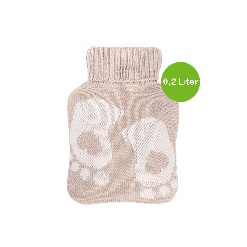 Hugo Frosch Mini Hot Water Bottle 0.2 L, Knitted Cover, Feet, Various. Colors