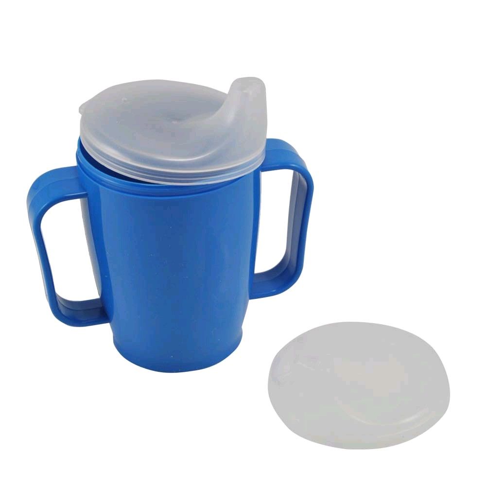 Beak cup, mug with handle + 2 cover 4 + 12 mm, 250ml, blue