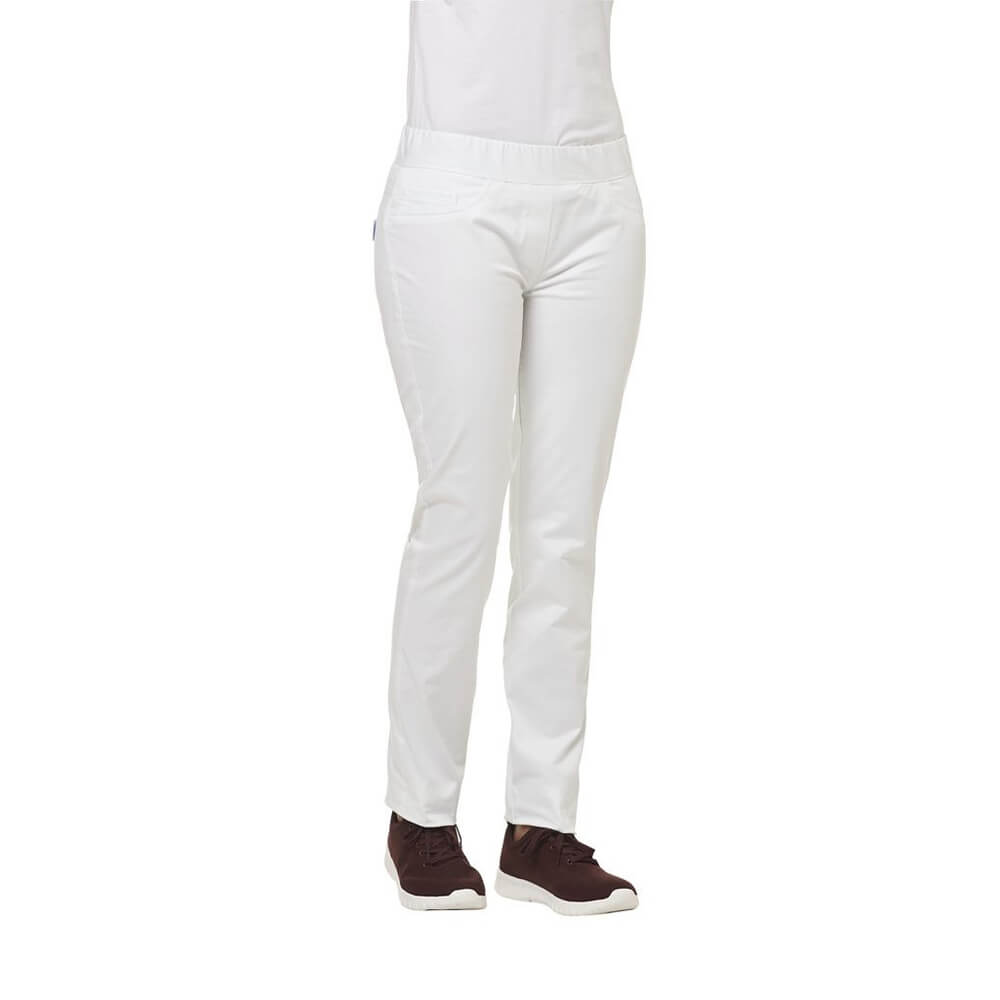 Leiber trousers for ladies with all-round elastic, 2 back pockets, white, size 34-58