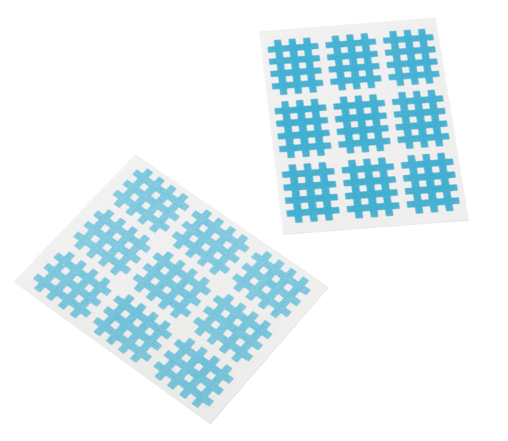 Cross Tape, 2,7 x 2,1 cm, 10 sheets with 9 patches, blue