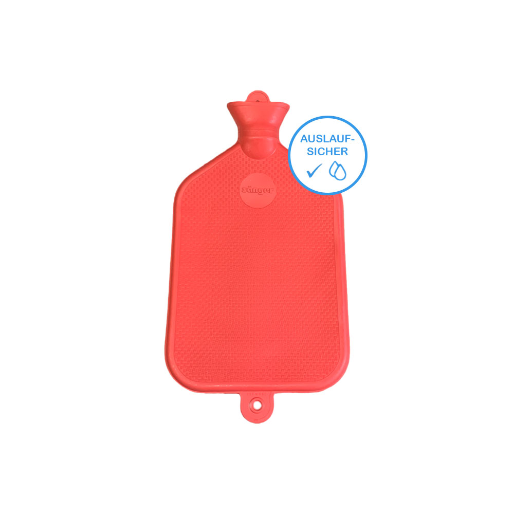 Rubber hot water bag of Sänger, smooth, 3 liter, red