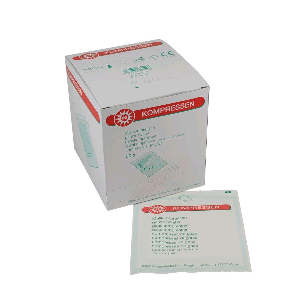 Gauze swabs sterile by Noba, 8-ply, 50x 2 pack, size choice