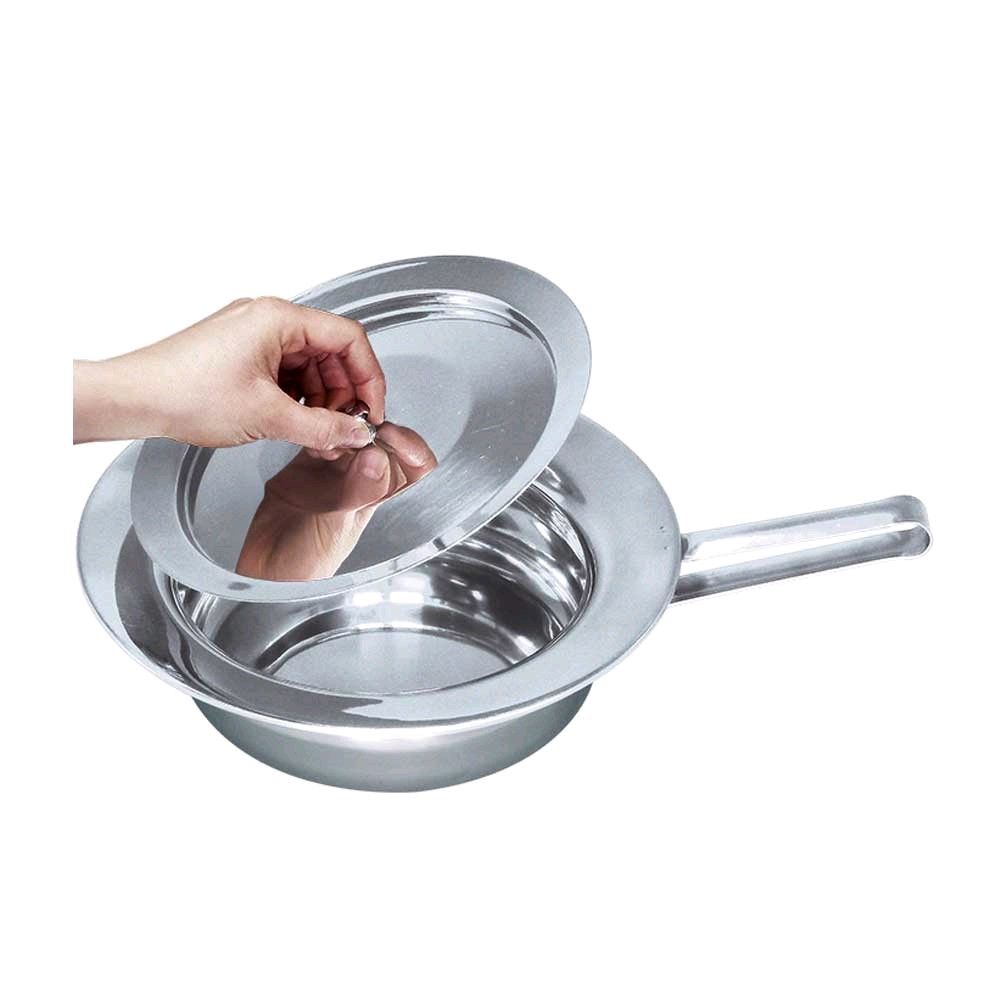 Ratiomed bedpan standard, flathandle, stainless steel, with lid