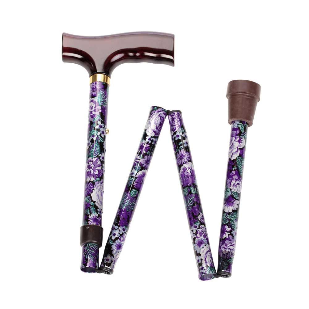 Behrend folding stick, alu, height-adjustable, flower purple
