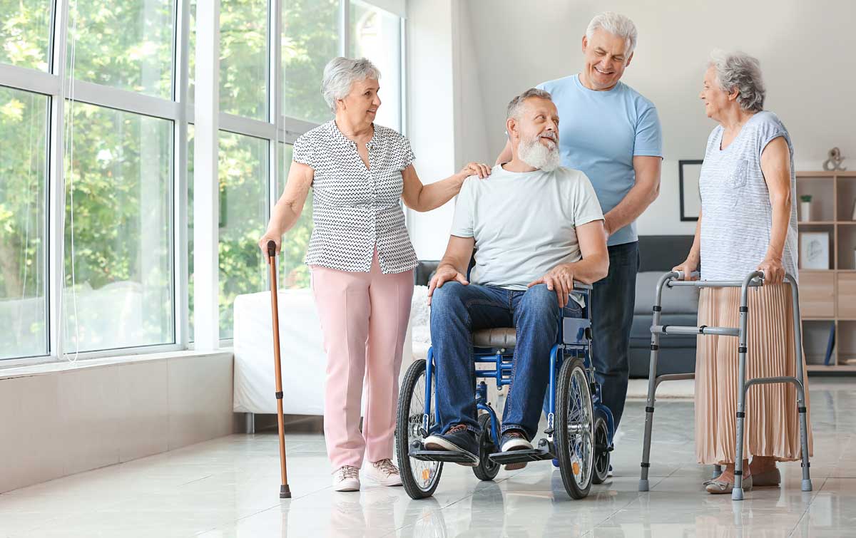 Selbstbestimmt leben im Alter Different types of walking aids for a self-determined life in old age