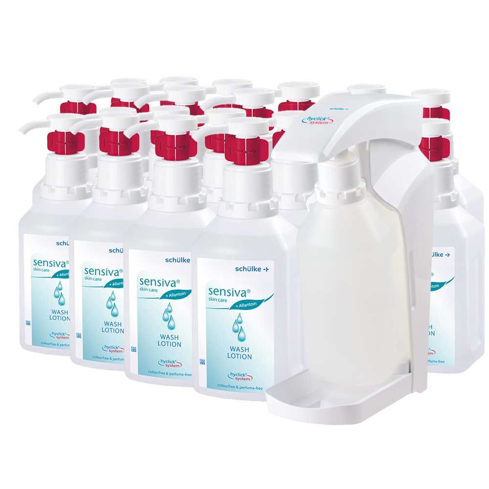 Schülke hyclick®-Set, 20x 500ml sensiva® wash lotion, 1x dispenser