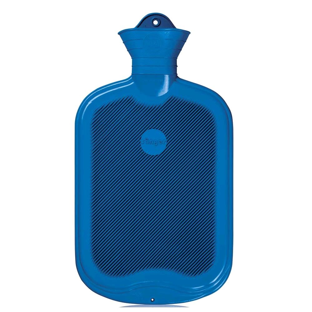 Sänger rubber hot water bottle, side fins, 2 liters, blue