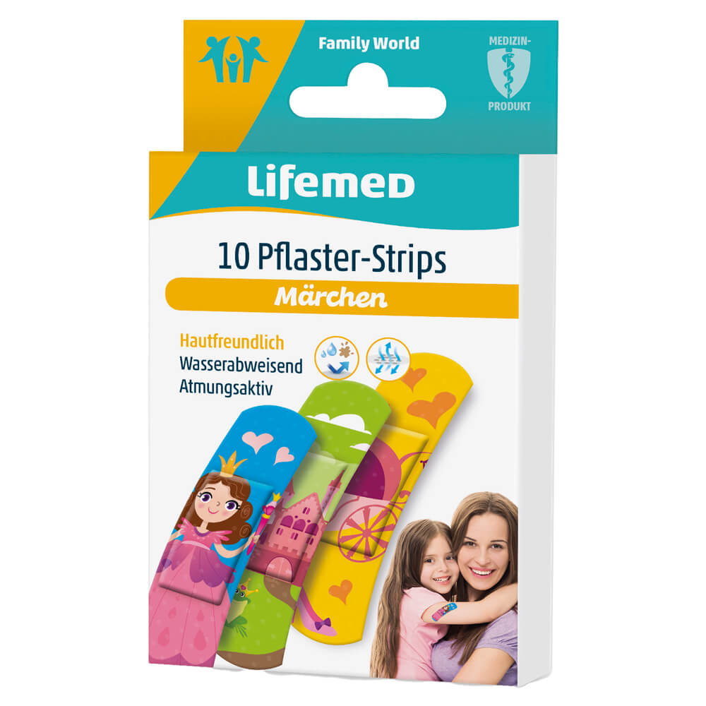 Lifemed® Plaster strips KIDS, 6 x 1,7cm, 10 pieces, fairy tale